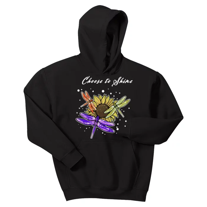 Metal Health Awareness Sunflower Dragonfly's Kids Hoodie