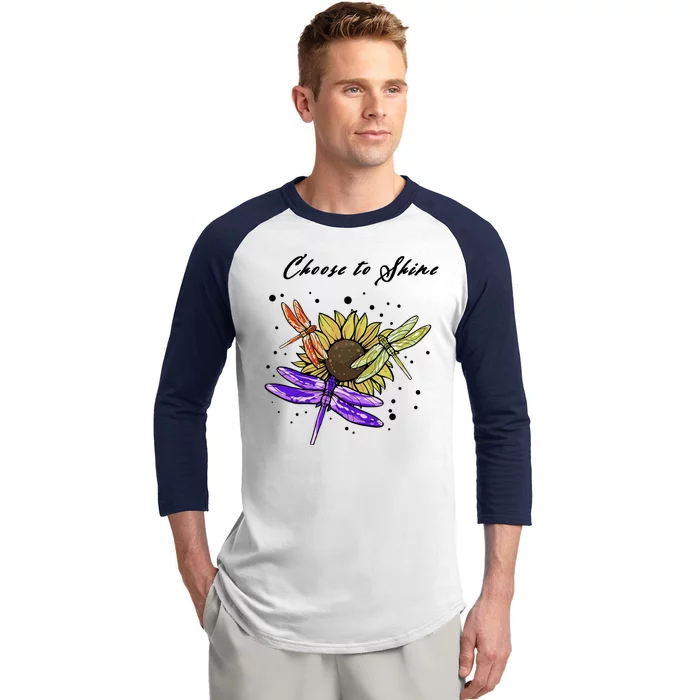 Metal Health Awareness Sunflower Dragonfly's Baseball Sleeve Shirt