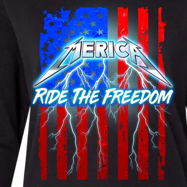 Metal Merica Ride The Freedom Womens Cotton Relaxed Long Sleeve T-Shirt