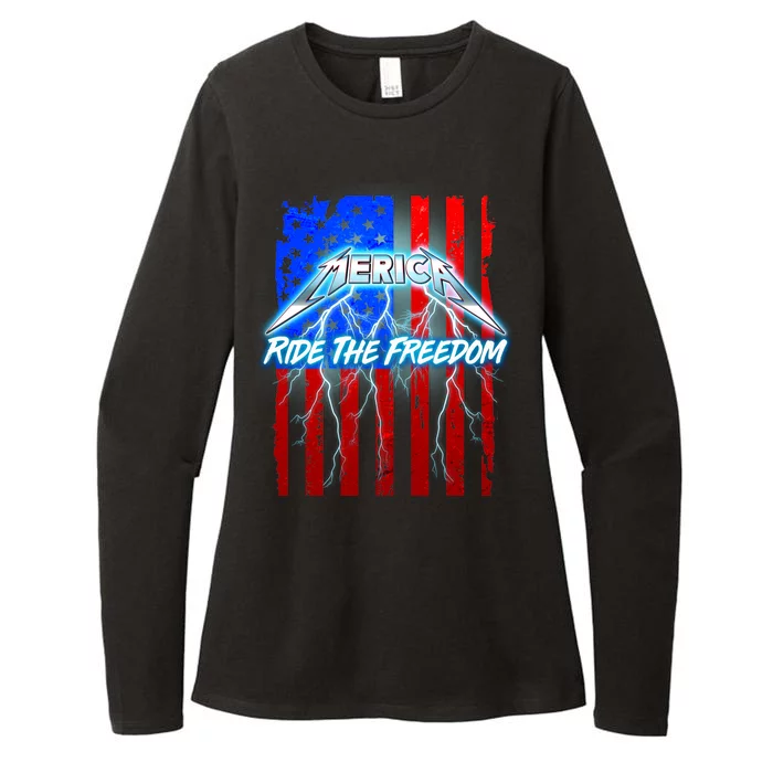 Metal Merica Ride The Freedom Womens CVC Long Sleeve Shirt