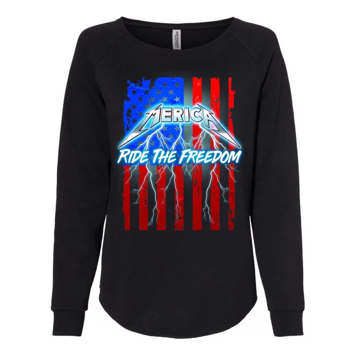 Metal Merica Ride The Freedom Womens California Wash Sweatshirt