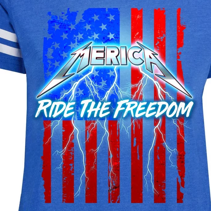 Metal Merica Ride The Freedom Enza Ladies Jersey Football T-Shirt