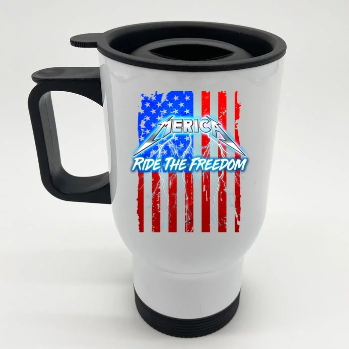 Metal Merica Ride The Freedom Front & Back Stainless Steel Travel Mug