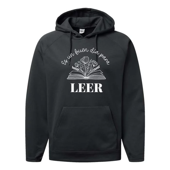 Maestra Es Un Buen Dia Para Leer Spanish Book Lover Bibliote Performance Fleece Hoodie