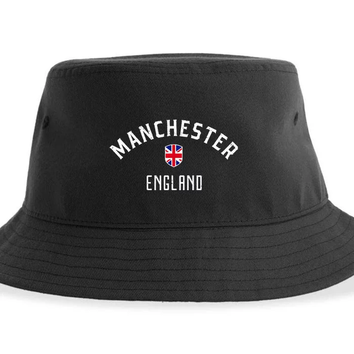 Manchester England United Kingdom British Flag Vintage Sustainable Bucket Hat