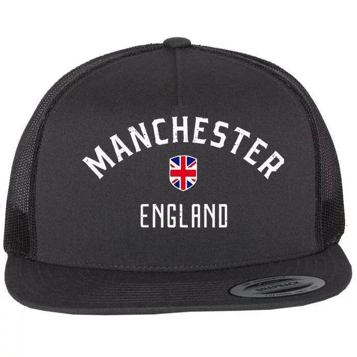 Manchester England United Kingdom British Flag Vintage Flat Bill Trucker Hat