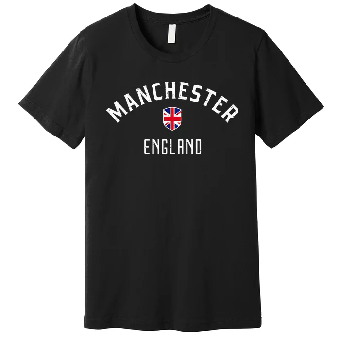 Manchester England United Kingdom British Flag Vintage Premium T-Shirt