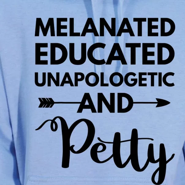 Melanated Educated Unapologetic And Petty Melanin Unisex Surf Hoodie