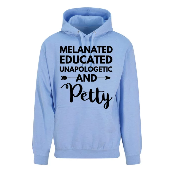 Melanated Educated Unapologetic And Petty Melanin Unisex Surf Hoodie