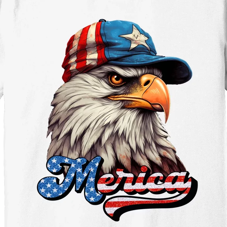 Merica Eagle USA Eagle 4th Of July Patriotic Funny Bald Eagle Premium T-Shirt