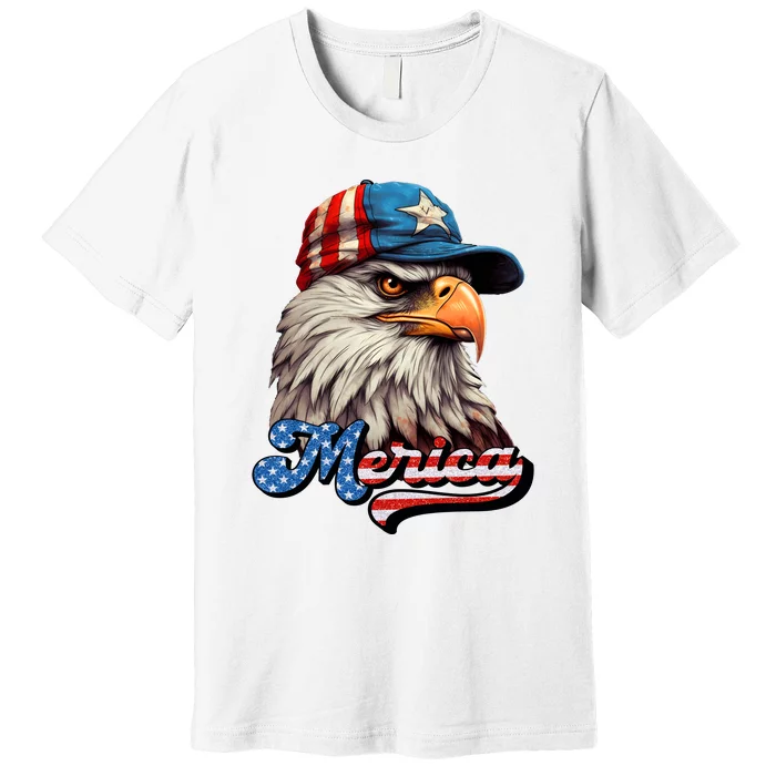 Merica Eagle USA Eagle 4th Of July Patriotic Funny Bald Eagle Premium T-Shirt