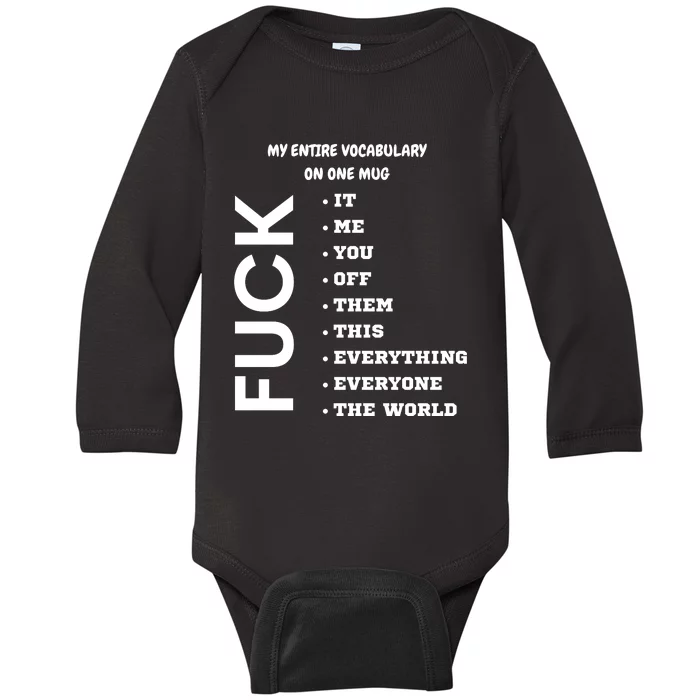 My Entire Vocabulary On One Mug, Funny Gifts For Her, Funny Gifts For Him Baby Long Sleeve Bodysuit