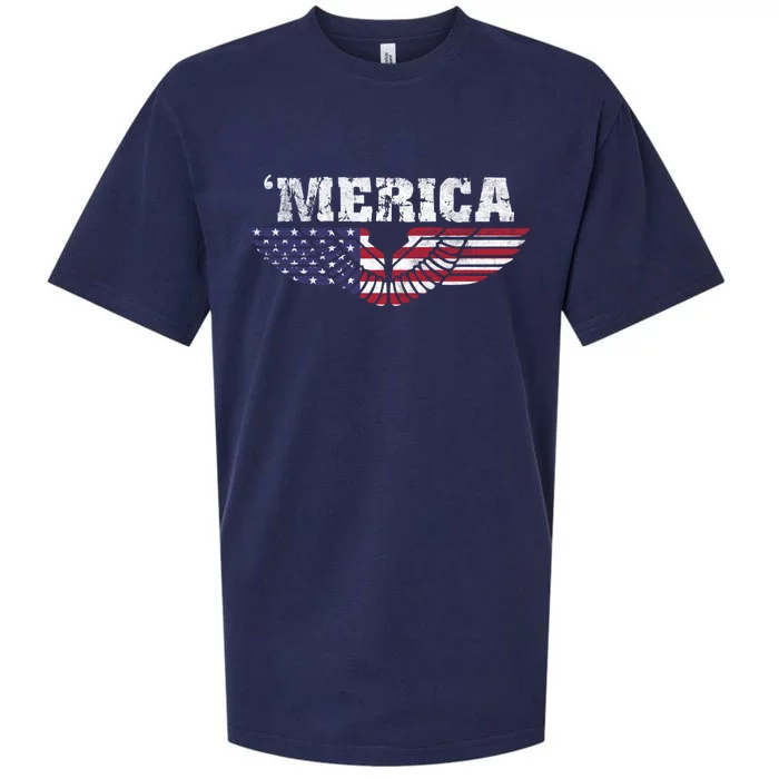 Merica Eagle Wings Flag Patriotic Gift Sueded Cloud Jersey T-Shirt