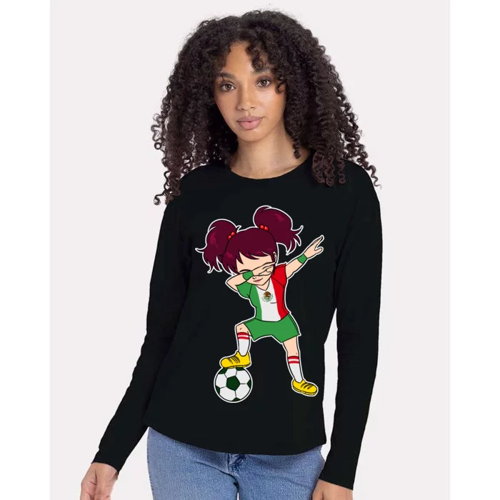 Mexican Dabbing Soccer Gril Mexico Womens Cotton Relaxed Long Sleeve T-Shirt