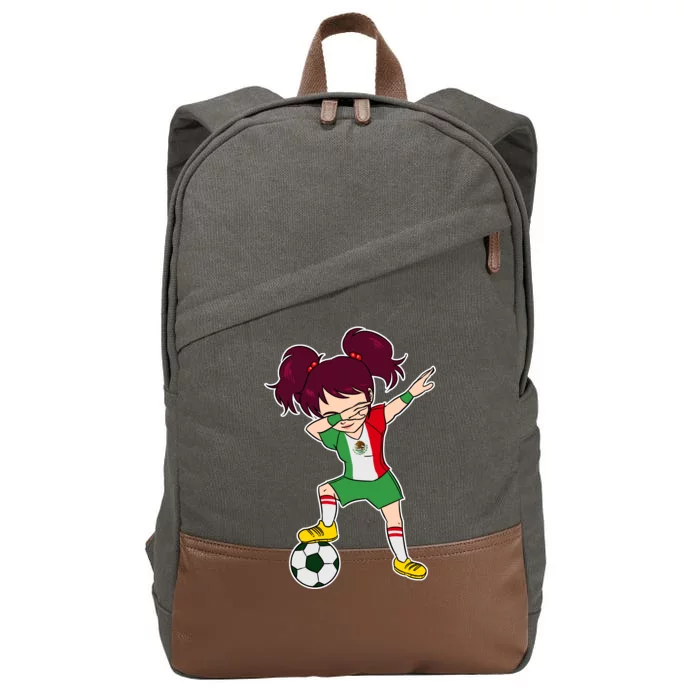 Mexican Dabbing Soccer Gril Mexico Cotton Canvas Backpack