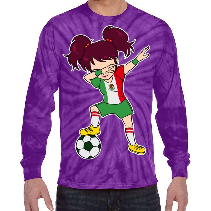 Mexican Dabbing Soccer Gril Mexico Tie-Dye Long Sleeve Shirt