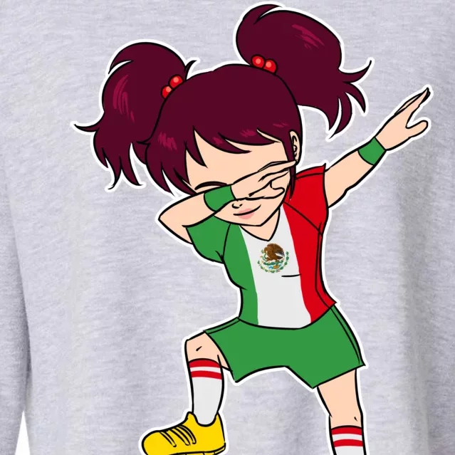 Mexican Dabbing Soccer Gril Mexico Cropped Pullover Crew