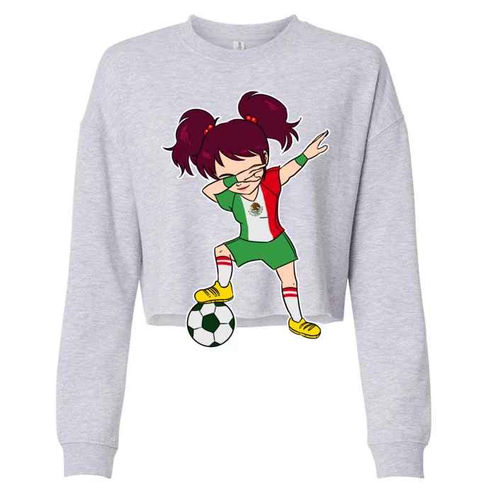 Mexican Dabbing Soccer Gril Mexico Cropped Pullover Crew