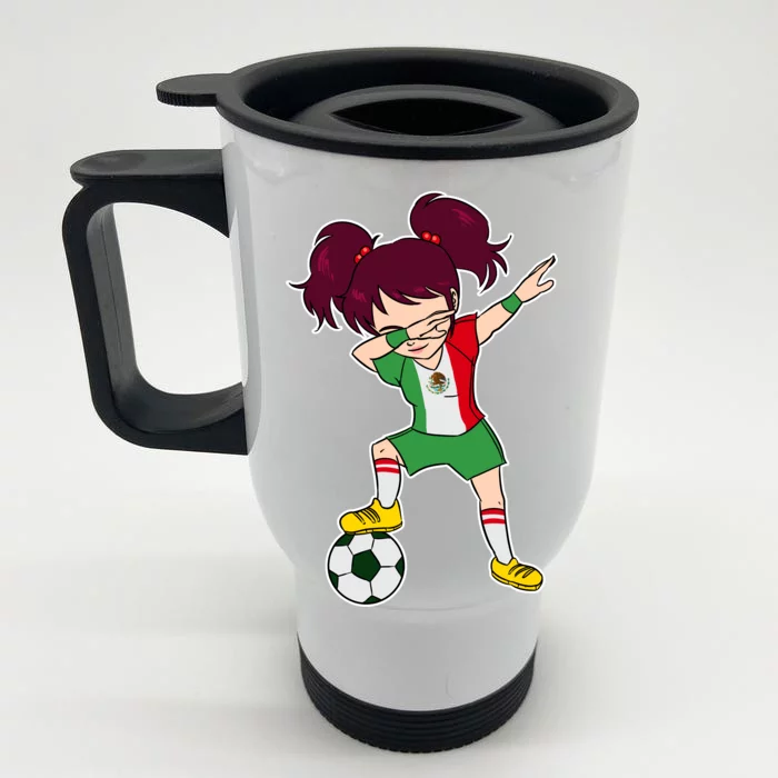 Mexican Dabbing Soccer Gril Mexico Front & Back Stainless Steel Travel Mug