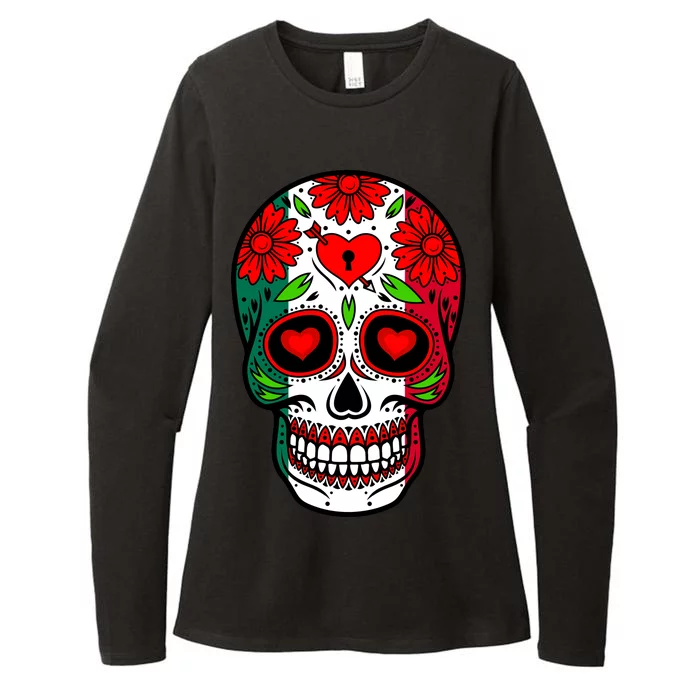 Mexican Sugar Skull Womens CVC Long Sleeve Shirt