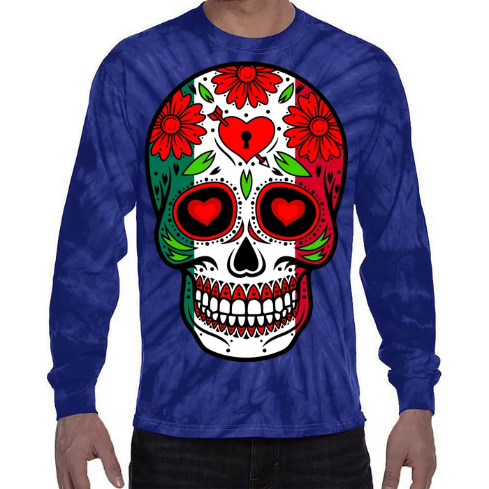 Mexican Sugar Skull Tie-Dye Long Sleeve Shirt