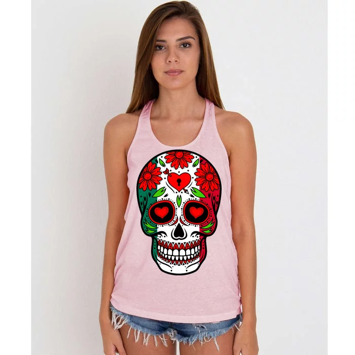 Mexican Sugar Skull Women's Knotted Racerback Tank