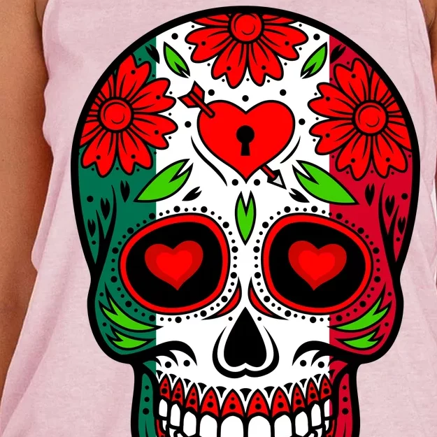 Mexican Sugar Skull Women's Knotted Racerback Tank