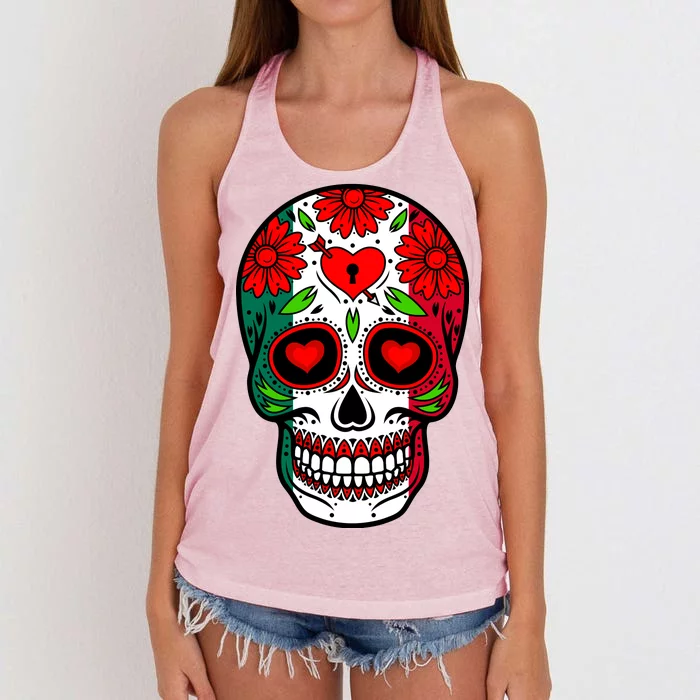 Mexican Sugar Skull Women's Knotted Racerback Tank