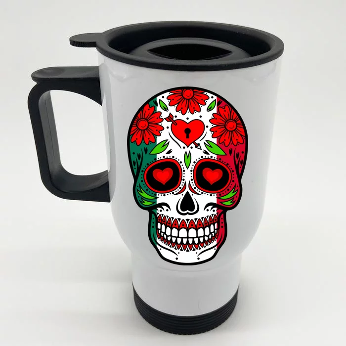 Mexican Sugar Skull Front & Back Stainless Steel Travel Mug