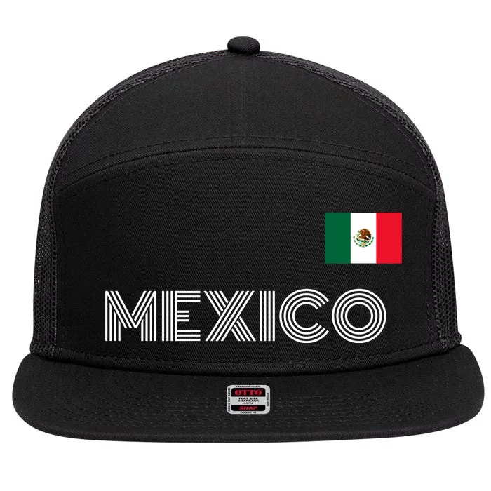 Mexico Country Flag Logo 7 Panel Mesh Trucker Snapback Hat