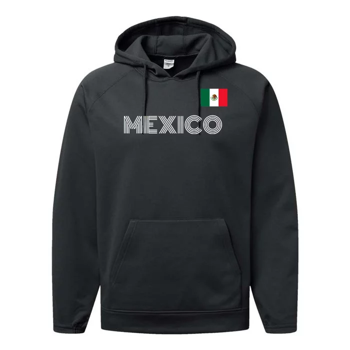 Mexico Country Flag Logo Performance Fleece Hoodie