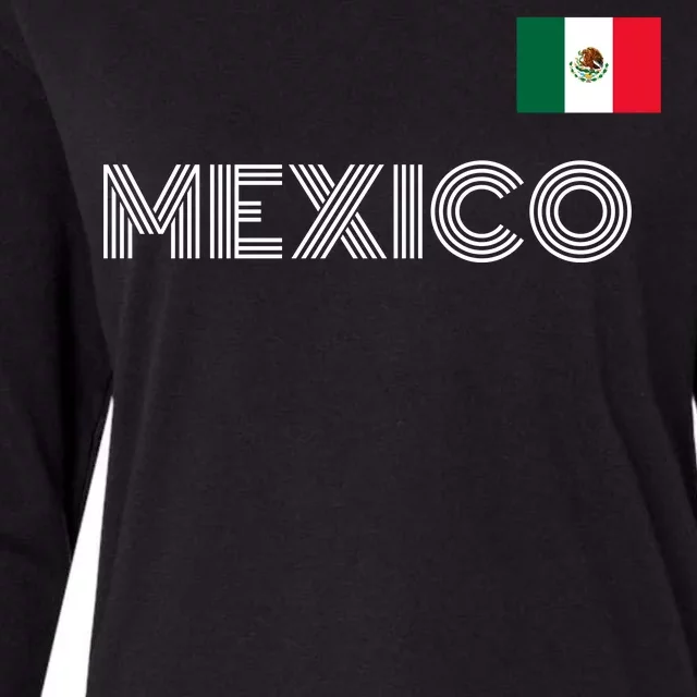 Mexico Country Flag Logo Womens Cotton Relaxed Long Sleeve T-Shirt