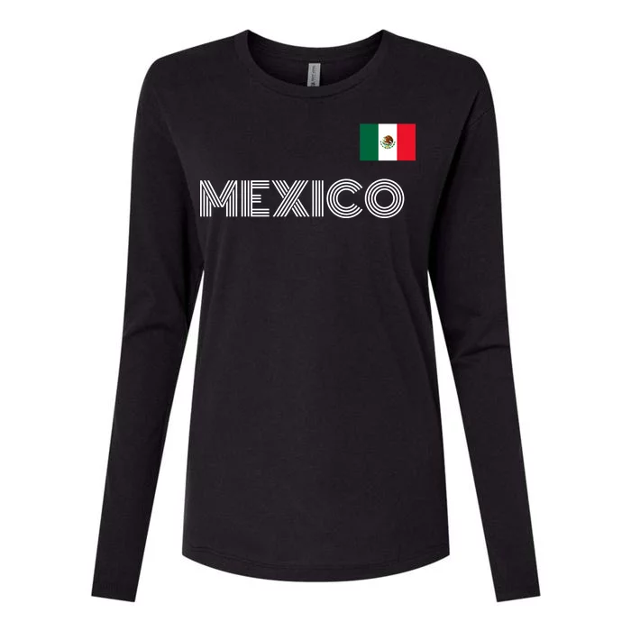 Mexico Country Flag Logo Womens Cotton Relaxed Long Sleeve T-Shirt