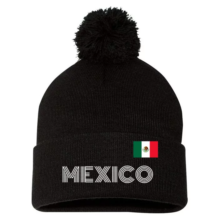 Mexico Country Flag Logo Pom Pom 12in Knit Beanie