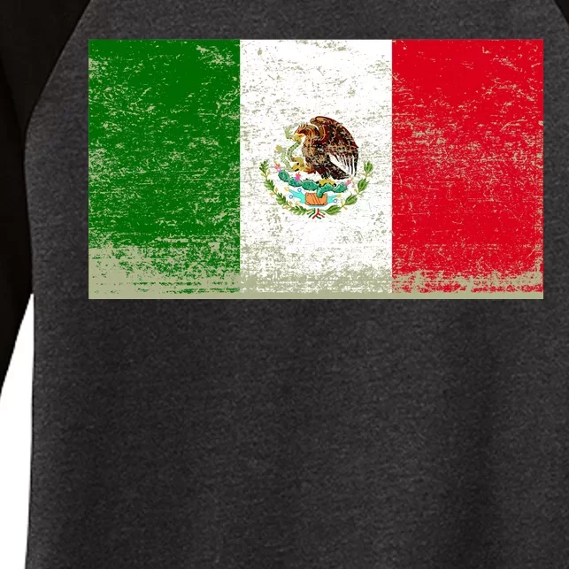 Mexico Flag Grunge Women's Tri-Blend 3/4-Sleeve Raglan Shirt