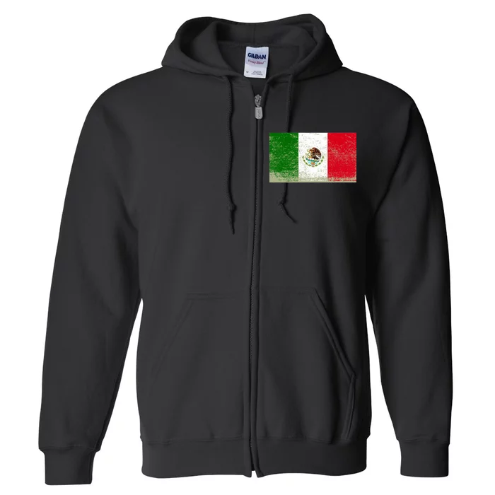 Mexico Flag Grunge Full Zip Hoodie