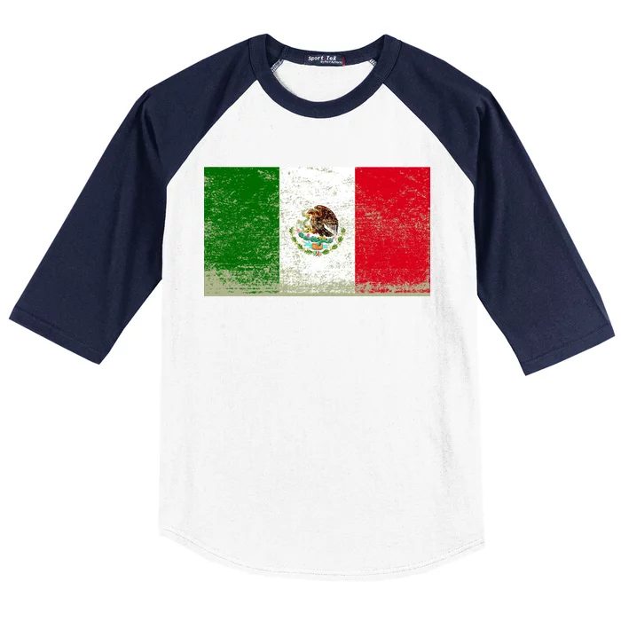 Mexico Flag Grunge Baseball Sleeve Shirt