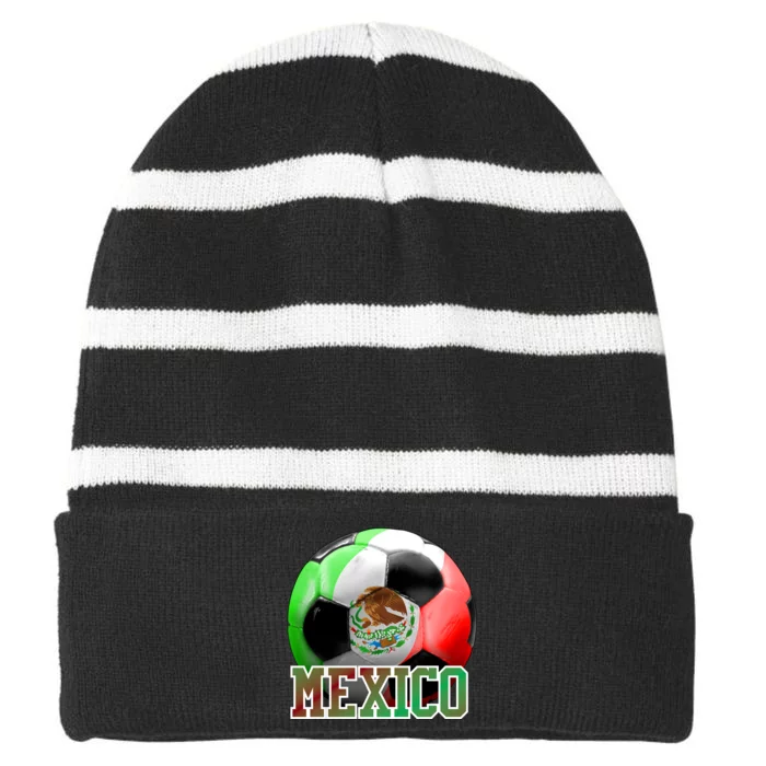 Mexico Soccer Logo Striped Beanie with Solid Band