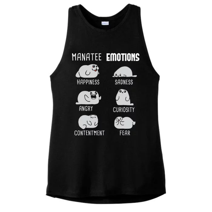 Manatee Emotions Zookeeper Marine Biologist Animal Lover Ladies Tri-Blend Wicking Tank