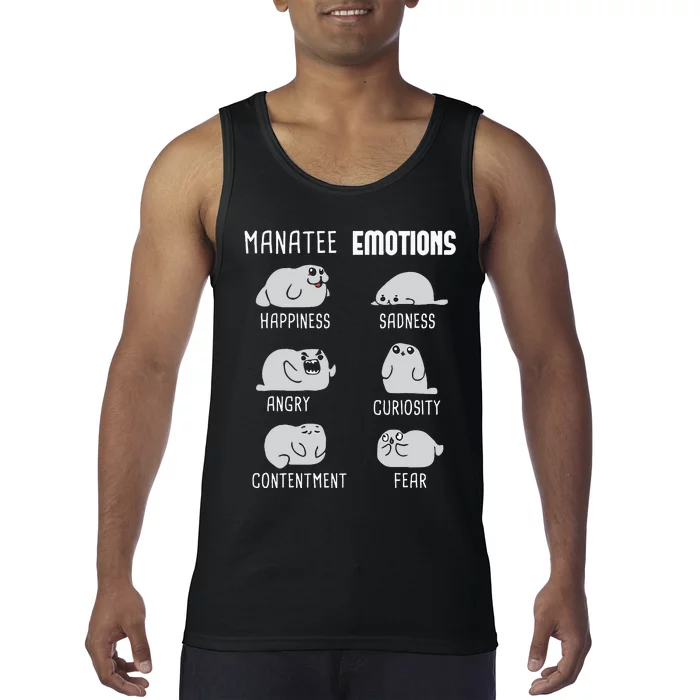 Manatee Emotions Zookeeper Marine Biologist Animal Lover Tank Top