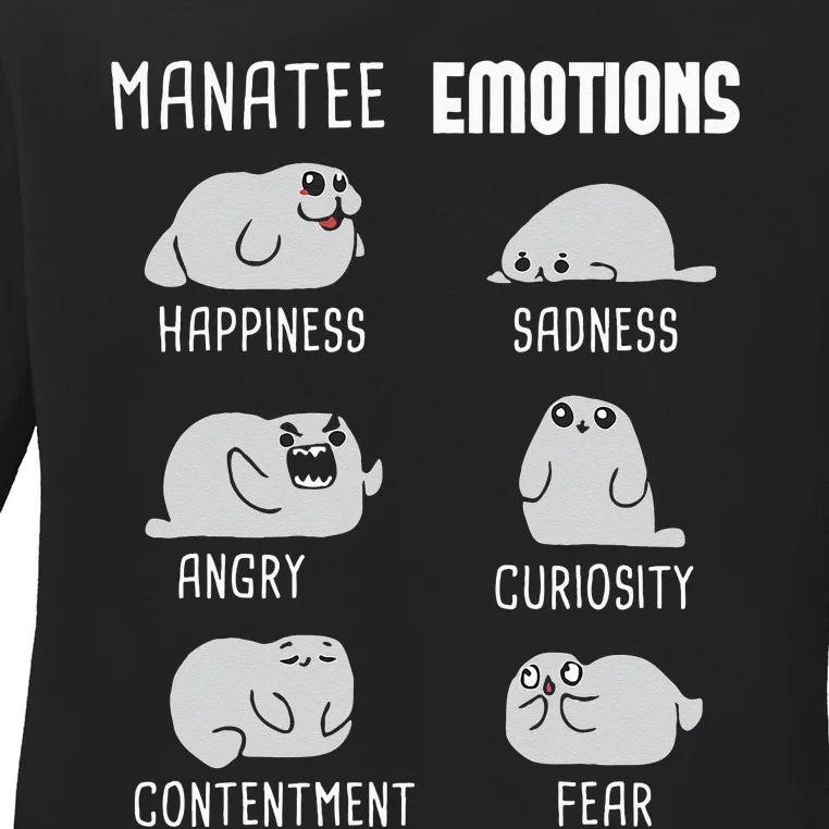 Manatee Emotions Zookeeper Marine Biologist Animal Lover Ladies Long Sleeve Shirt