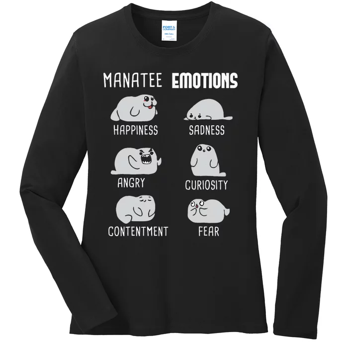 Manatee Emotions Zookeeper Marine Biologist Animal Lover Ladies Long Sleeve Shirt