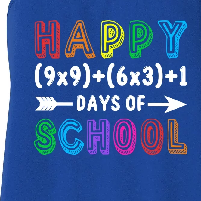 Math Formula 100 Days Of School Funny Gift Math Teacher 100th Day Cute Gift Women's Racerback Tank