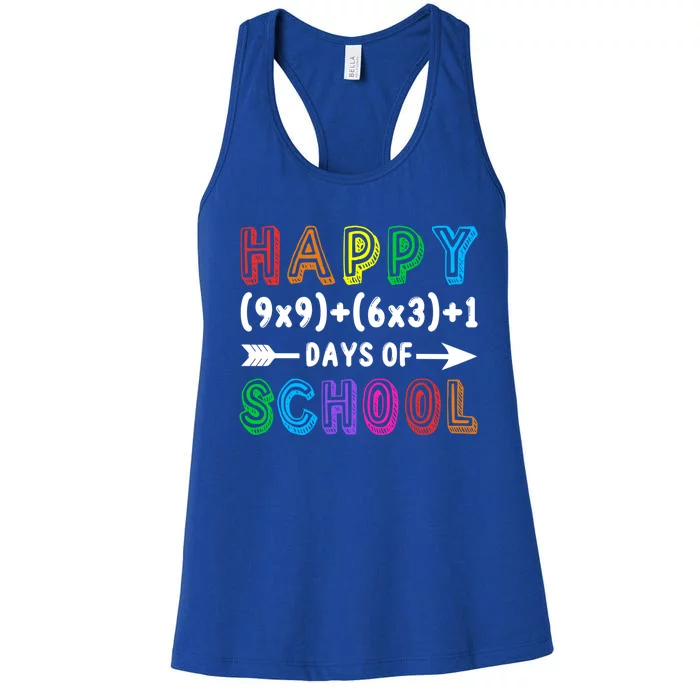 Math Formula 100 Days Of School Funny Gift Math Teacher 100th Day Cute Gift Women's Racerback Tank