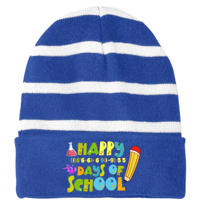 Math Formula 100 Days Of School Gift Teacher Student Gift Striped Beanie with Solid Band