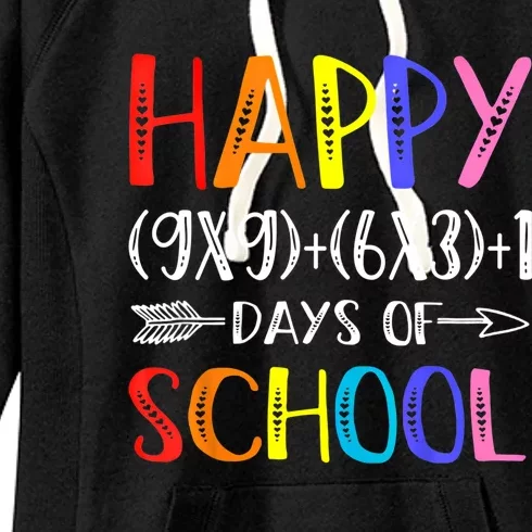 Math Formula 100 Days Of School Funny Math Teacher 100th Day Gift Women's Fleece Hoodie