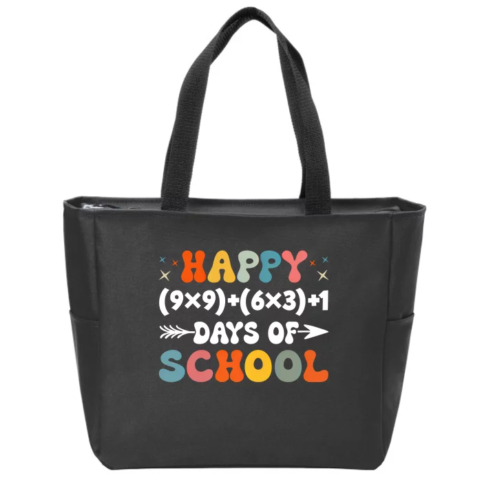 Math Formula 100 Days Of School Groovy Math Teacher Cute Gift Zip Tote Bag