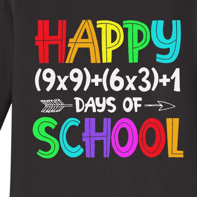 Math Formula 100 Days Of School funny Math Teacher Baby Long Sleeve Bodysuit