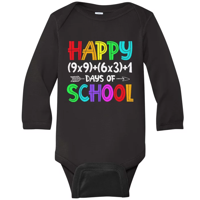 Math Formula 100 Days Of School funny Math Teacher Baby Long Sleeve Bodysuit