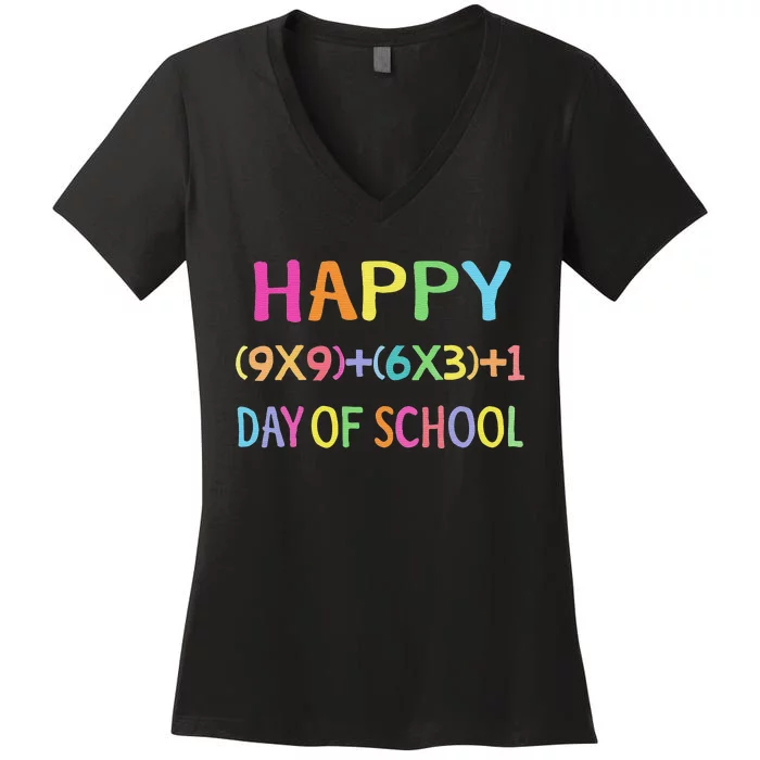 Math Formula 100 Days Of School Teacher Women's V-Neck T-Shirt